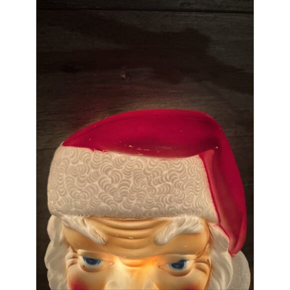 Vintage EMPIRE BLOW MOLD SANTA CLAUS FACE CHRISTMAS light up door hang 17" - Picture 4 of 12
